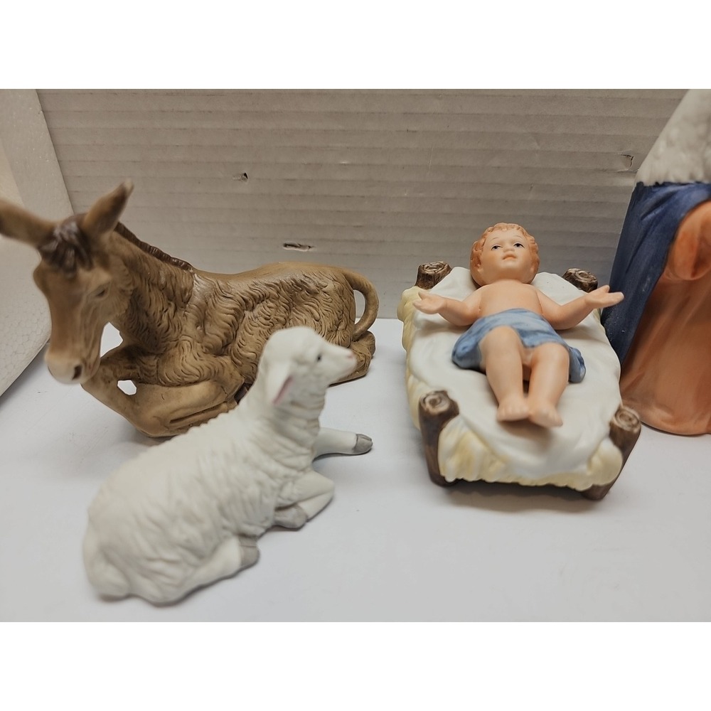 Vintage Homco Nativity 5260 Complete Set 10 Pieces Porcelain Bisque Matte Finish - Picture 11 of 13